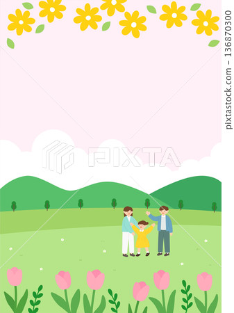 Vector illustration people in spring park. Vector illustration people in spring park. 136870300