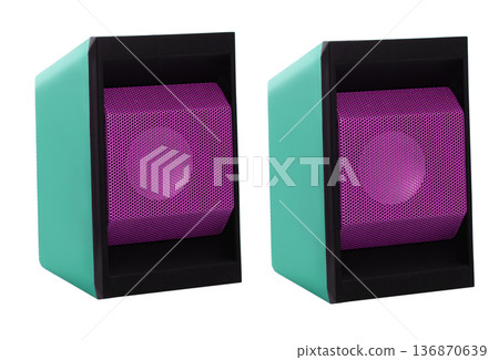 Acoustic speakers, acoustic system on a white background in isolation Acoustic speakers, acoustic system on a white background in isolation 136870639