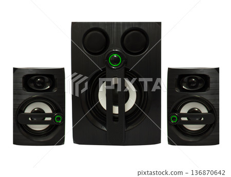 Acoustic speakers, acoustic system on a white background in isolation 136870642