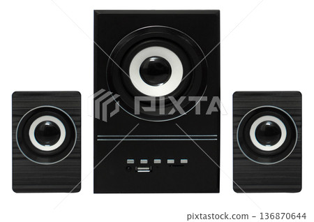 Acoustic speakers, acoustic system on a white background in isolation Acoustic speakers, acoustic system on a white background in isolation 136870644