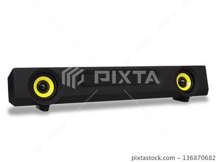 acoustic system, speakers for a computer, on a white background acoustic system, speakers for a computer, on a white background 136870682