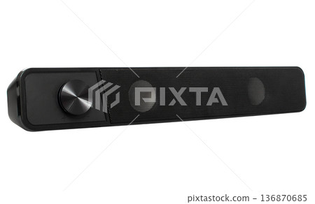 acoustic system, speakers for a computer, on a white background acoustic system, speakers for a computer, on a white background 136870685