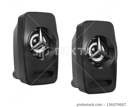 acoustic system, speakers for a computer, on a white background 136870687