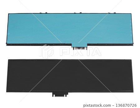 laptop battery, laptop spare part, isolated on white background laptop battery, laptop spare part, isolated on white background 136870726