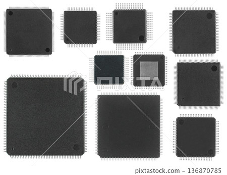 Microcircuits with legs on the sides, processors, electronic components, 136870785