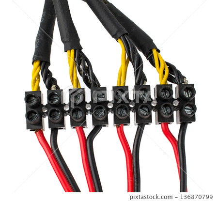 electrical connection of wires, on a white background in isolation 136870799