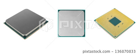 processor for a computer, a spare part for a computer, on a white background in isolation processor for a computer, a spare part for a computer, on a white background in isolation 136870833