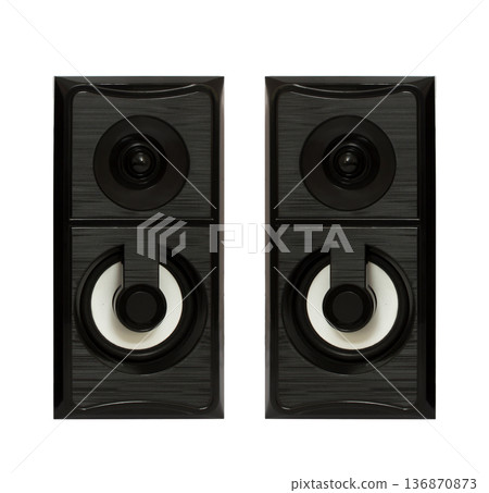 acoustic speakers for a computer, isolated on a white background 136870873