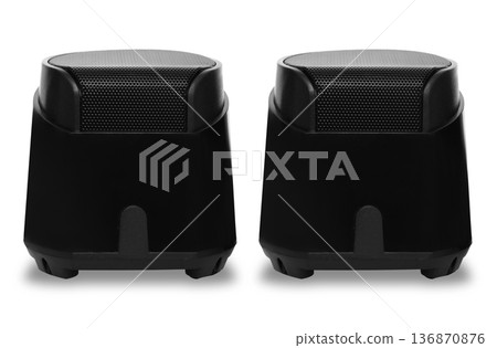 acoustic speakers for a computer, isolated on a white background acoustic speakers for a computer, isolated on a white background 136870876