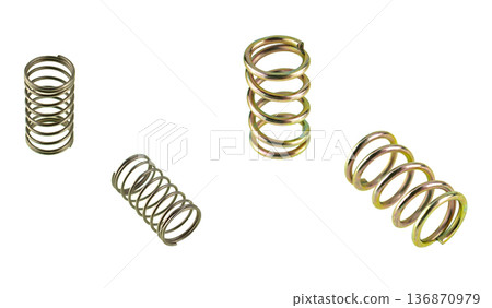metal spring, isolated on white background, collage 136870979
