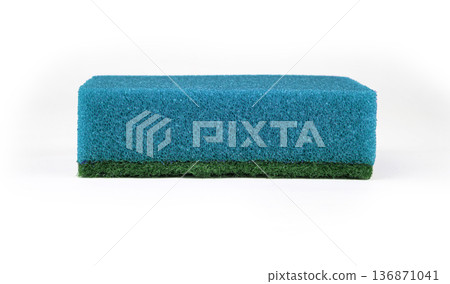 sponge for washing dishes, on a white background in isolation sponge for washing dishes, on a white background in isolation 136871041