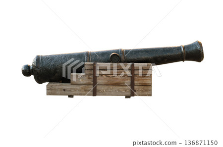 Antique artillery gun on a white background in isolation Antique artillery gun on a white background in isolation 136871150