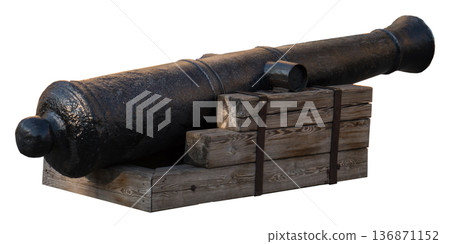 Antique artillery gun on a white background in isolation Antique artillery gun on a white background in isolation 136871152