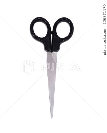 scissors with a black handle on a white background in isolation scissors with a black handle on a white background in isolation 136871170