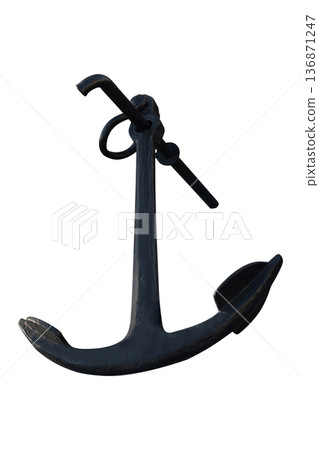 Admiral's anchor, nineteenth century anchor, on a white isolated background Admiral's anchor, nineteenth century anchor, on a white isolated background 136871247