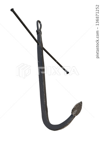 Ship's anchor, medieval, on a white background, isolated 136871252