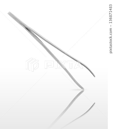 Eyebrow tweezers, cosmetic accessory, on a white background, with reflection 136871483