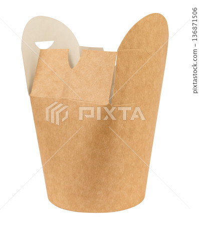 disposable paper packaging for food, isolated on white background disposable paper packaging for food, isolated on white background 136871506