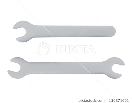 wrench, improvised repair tool, on a white background, collage 136871601