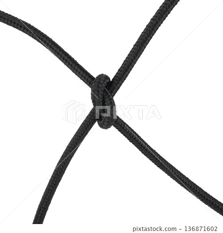 mesh of black braided rope isolated on white background 136871602