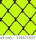 mesh of black braided rope on a green background 136871605