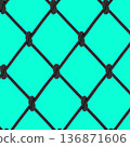 mesh of black braided rope on a blue background 136871606