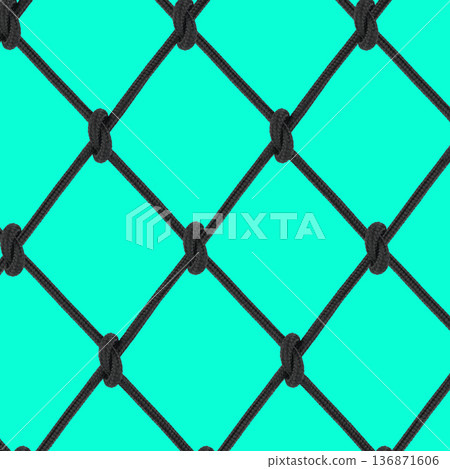 mesh of black braided rope on a blue background mesh of black braided rope on a blue background 136871606