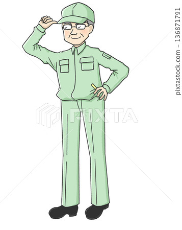 工作服的老人 工作服的老人 136871791