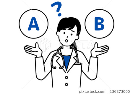 A female doctor who is undecided between options A and B A female doctor who is undecided between options A and B 136873000