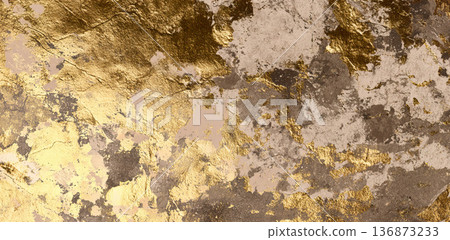 Luxury shiny gold foil texture painting background 136873233