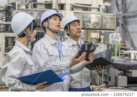 Group of workers working in a factory Group of workers working in a factory 136874227