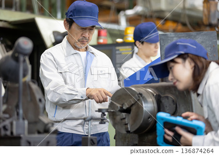Group of workers working in a factory Group of workers working in a factory 136874264