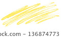 Yellow rough crayon pastel scribble scrawl doodle texture isolated PNG cutout, transparent background 136874773