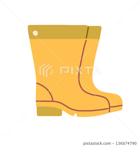 Cute yellow rain boots vector illustration in flat pastel style. Ideal for spring themes, kids designs, weather graphics, nursery art, seasonal prints, and modern branding Cute yellow rain boots vector illustration in flat pastel style. Ideal for spring themes, kids designs, weather graphics, nursery art, seasonal prints, and modern branding 136874790