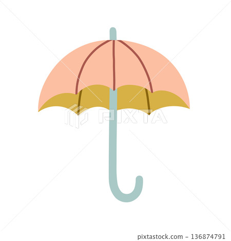Cute pastel umbrella vector illustration in flat minimalist style. Perfect for spring design, weather icons, kids graphics, cards, posters, and modern seasonal branding 136874791