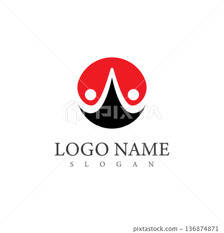 W letter human character logo template 136874871