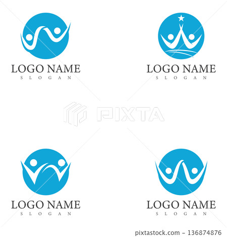 W letter human character logo template 136874876