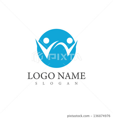 W letter human character logo template W letter human character logo template 136874976