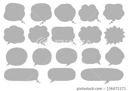 [Adjustable speech bubble] Easy-to-use gray speech bubble illustration 136875171