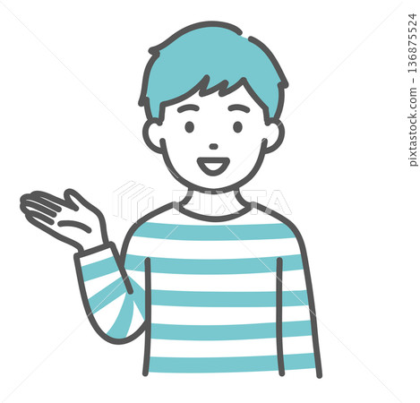 男孩（兒童）引導和介紹（手掌，上半身）的插圖 136875524