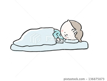 一個無法起床，整天愁眉苦臉地盯著手機的男人（失眠、憂鬱、社群媒體疲勞） 136875873