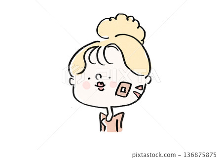 圖說：一名女子在美容醫療恢復期內用保護膠帶貼住臉部 136875875