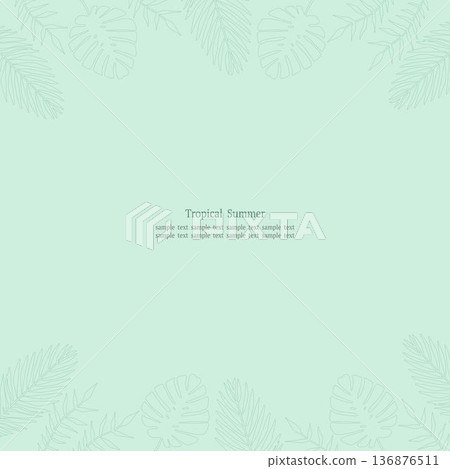 Tropical leaf frame green square green line Tropical leaf frame green square green line 136876511