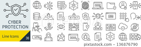 Cyber protection icon set Cyber protection icon set 136876790