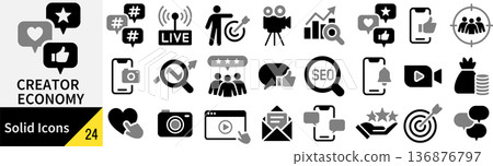 Vector creator economy silhouette icon set Vector creator economy silhouette icon set 136876797