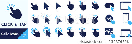 向量點擊和輕觸輪廓圖示集 向量點擊和輕觸輪廓圖示集 136876798