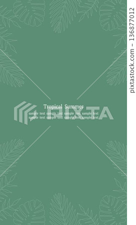 熱帶樹葉邊框 綠色 16:9 人像 白色線條 136877012