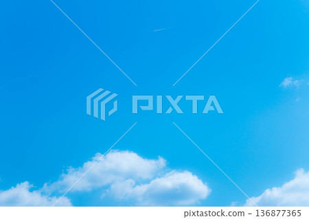 Blue sky and clouds and contrail Blue sky and clouds and contrail 136877365