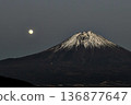 Winter full moon and Mount Fuji 136877647