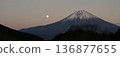 Winter full moon and Mount Fuji 136877655
